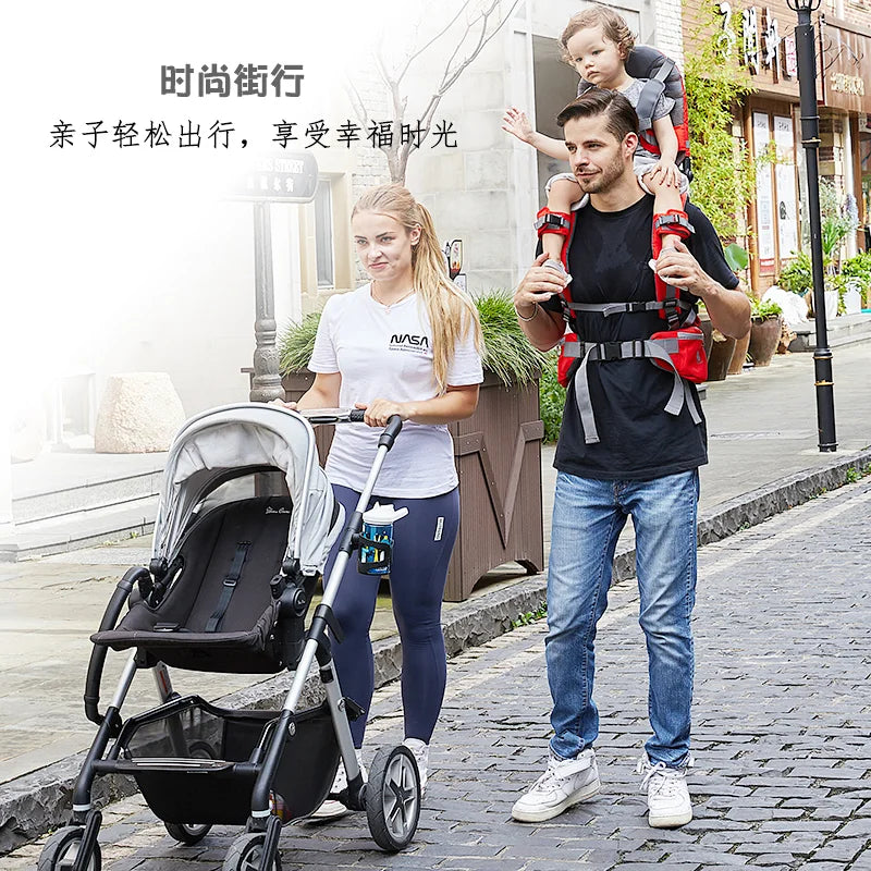 Child Shoulder Carrier Baby Saddle Hiking Backpack Foldable Shoulder Saddle Ankle Straps Hands Free for Ergonomic Seat Holds up