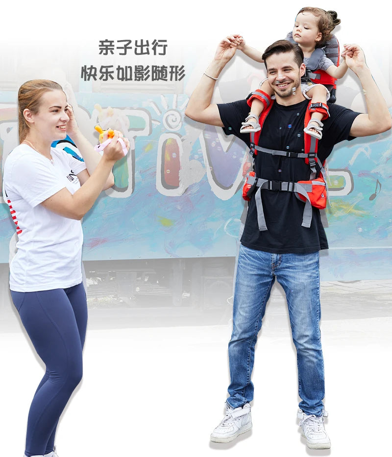 Child Shoulder Carrier Baby Saddle Hiking Backpack Foldable Shoulder Saddle Ankle Straps Hands Free for Ergonomic Seat Holds up