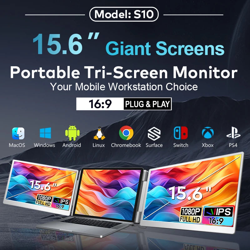 15.6 inch portable monitor screen extender 1080p lcd screen plug and play large size 2025 hot sale low price