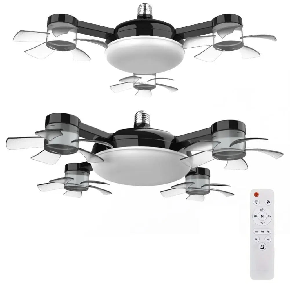 Creative 2 in 1 Ceiling Fan Remote Control 3 Gears Dimming Hanging Fan with LED Light Quiet Eye Protection Ceiling Lamp Bedroom