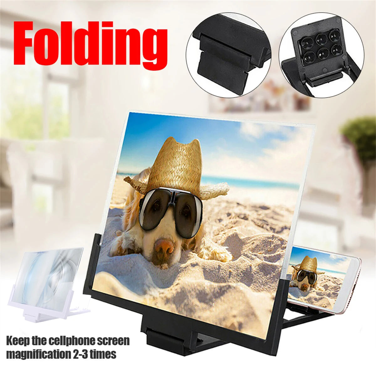 14 Inch Mobile Phone Screen Amplifier 3D Magnifying Glass Stand Magnifier HD Video Amplifier Phone Stand Enlarged Screen Bracket