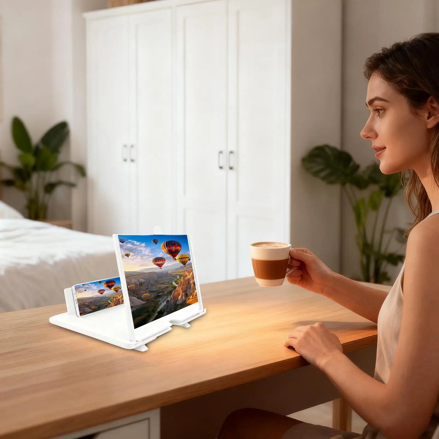 Phone Screen Magnifier 3D HD Desktop Projector Mobile Screen Magnifier for Seniors Video Watching Movie Night Home Travel Break