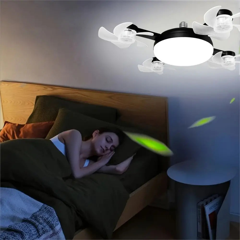 Creative 2 in 1 Ceiling Fan Remote Control 3 Gears Dimming Hanging Fan with LED Light Quiet Eye Protection Ceiling Lamp Bedroom