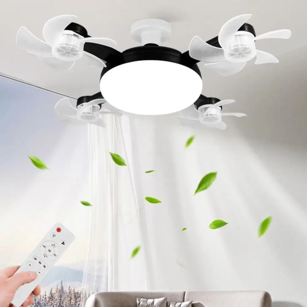 Creative 2 in 1 Ceiling Fan Remote Control 3 Gears Dimming Hanging Fan with LED Light Quiet Eye Protection Ceiling Lamp Bedroom
