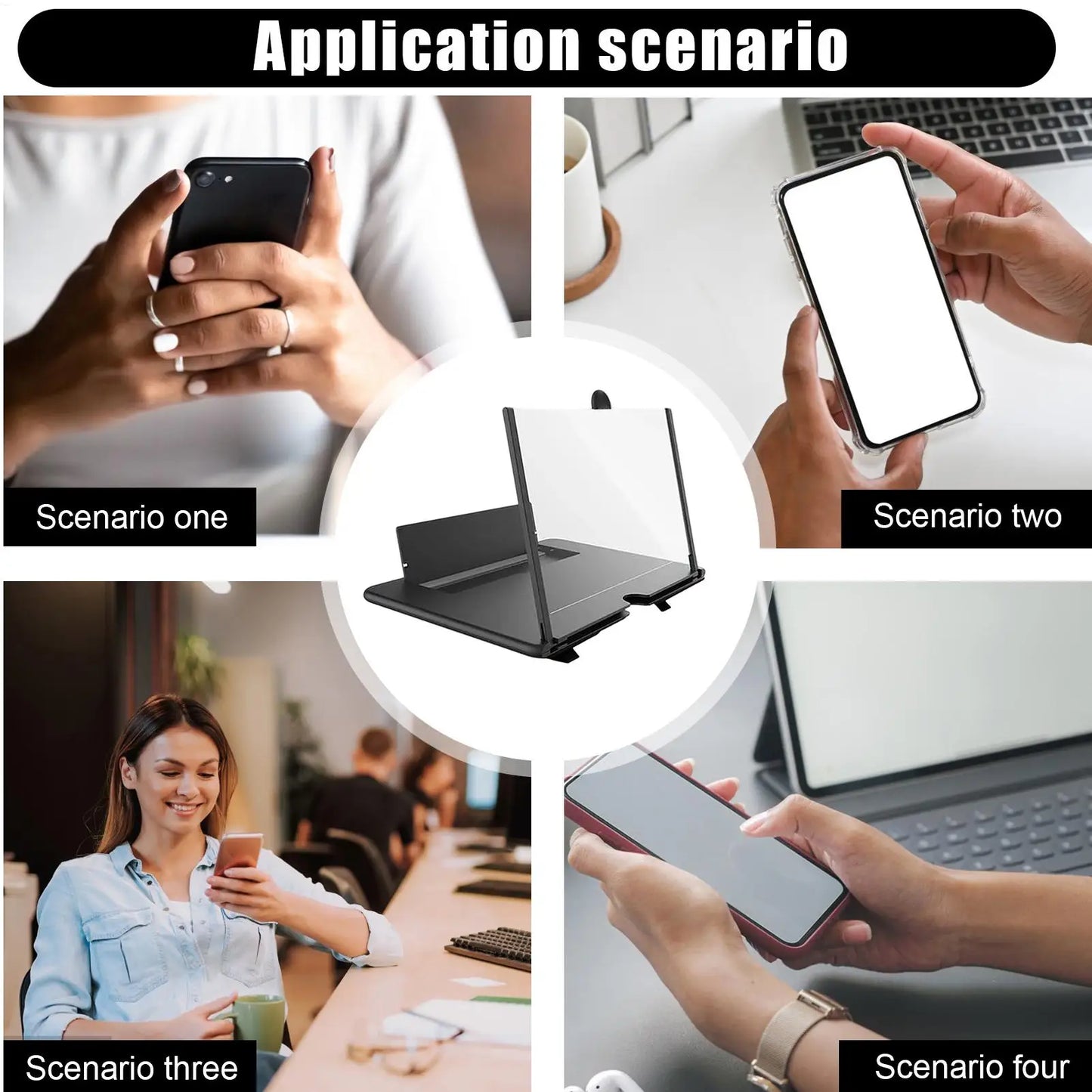 Phone Screen Magnifier 3D HD Desktop Projector Mobile Screen Magnifier for Seniors Video Watching Movie Night Home Travel Break