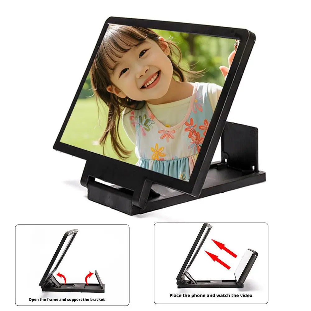 3D HD Mobile Phone Screen Amplifier Stand Pull Out Foldable Cell Phone Screen Enlarger Stand Holder for Enhanced Movie Watching