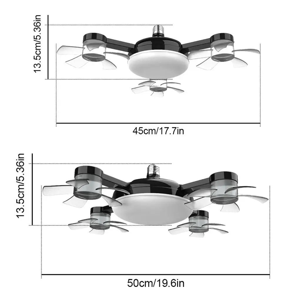 Creative 2 in 1 Ceiling Fan Remote Control 3 Gears Dimming Hanging Fan with LED Light Quiet Eye Protection Ceiling Lamp Bedroom